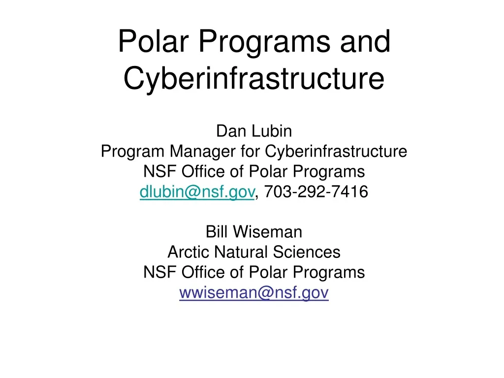 polar programs and cyberinfrastructure