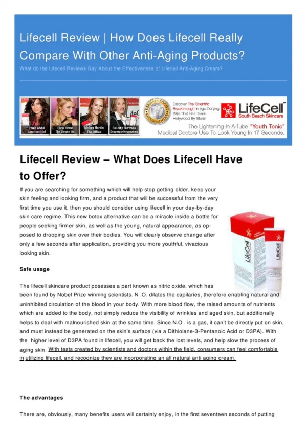 Lifecell Review Revealing Some Stunning Results