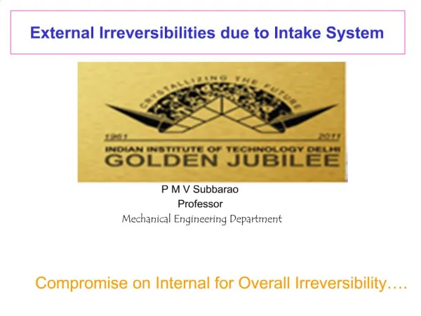 External Irreversibilities due to Intake System