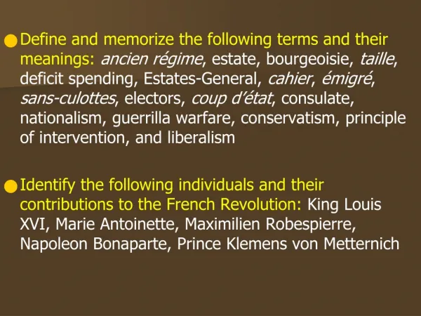 French Revolution- Study Questions