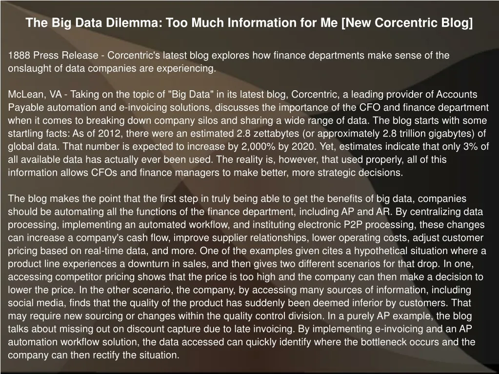 the big data dilemma too much information