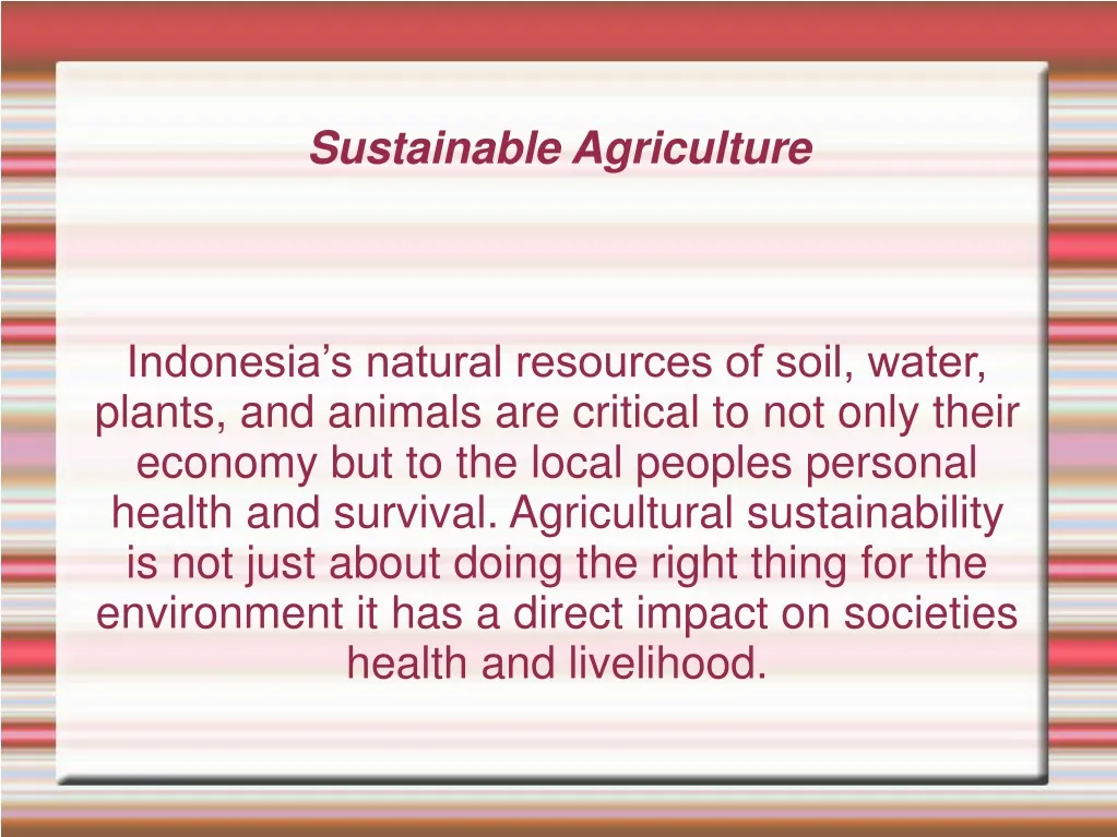 sustainable agriculture