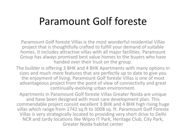 Paramount Golf Foreste