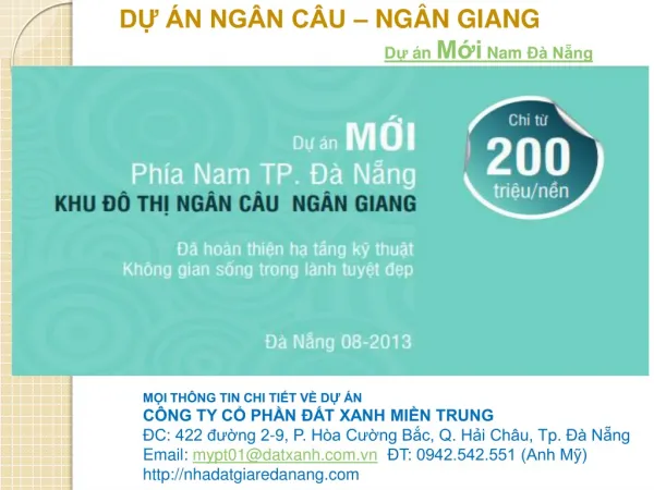 Dự án ngân câu ngân giang dự án nam đà nẵng