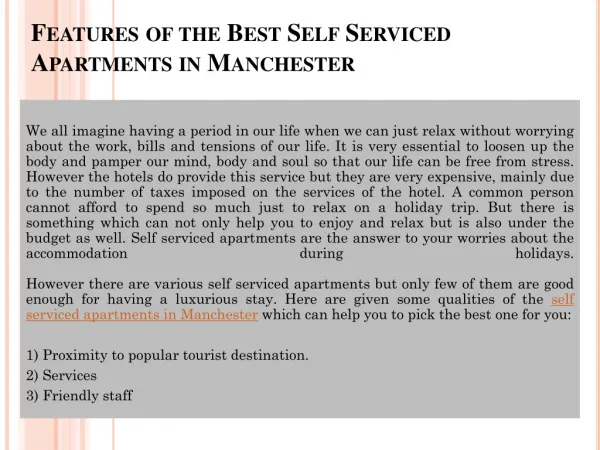 Serviced Apartments in Manchester- High in Luxury Low in Cos