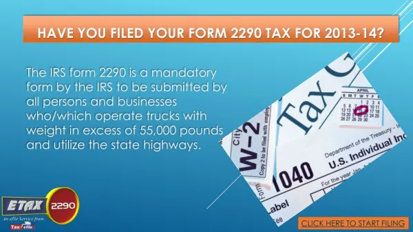 File Your Form 2290 Today With Etax2290