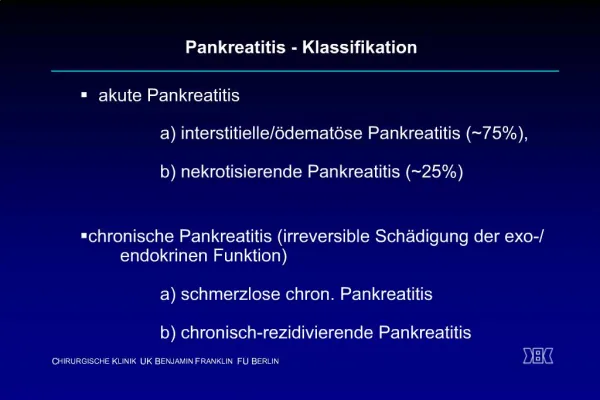 Pankreatitis - Klassifikation