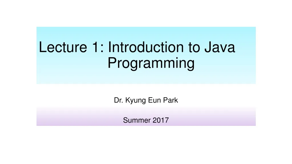lecture 1 introduction to java programming
