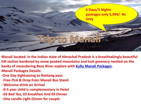 Book online Travel packages for Manali Kerala