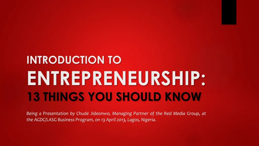 introduction to entrepreneurship