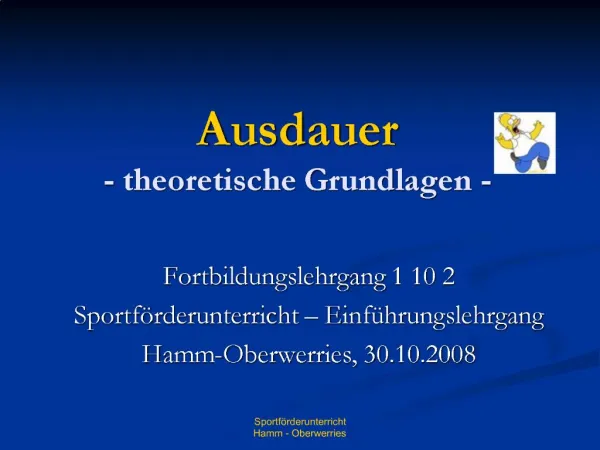 Ausdauer - theoretische Grundlagen -