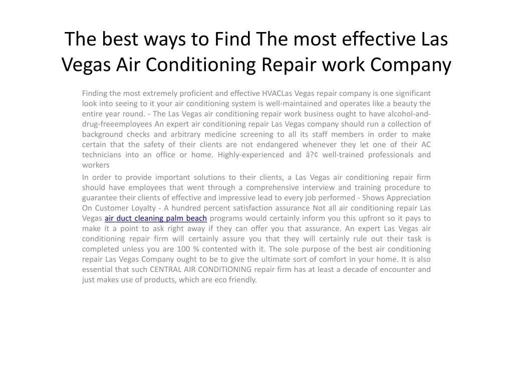 the best ways to find the most effective las vegas air conditioning repair work company