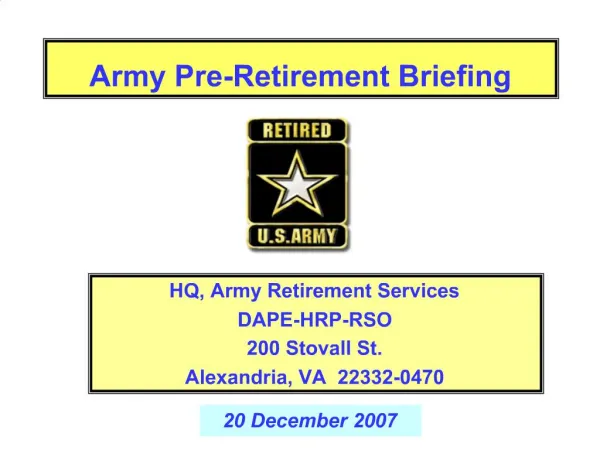 Army Pre-Retirement Briefing