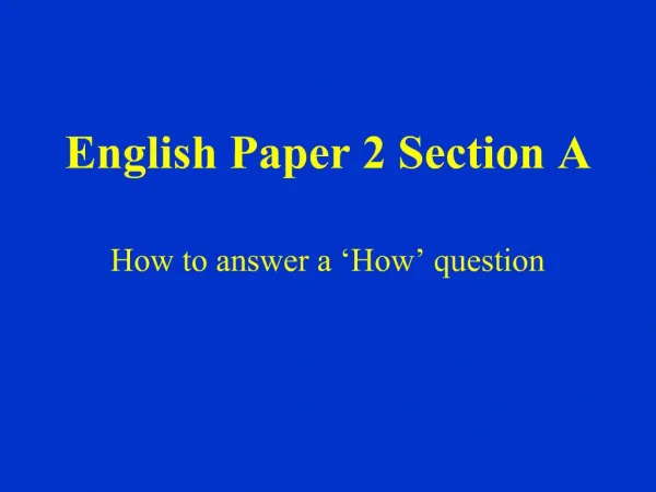 English Paper 2 Section A