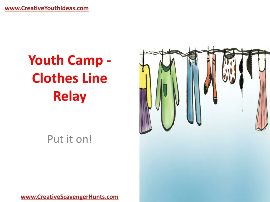 youth camp clothes line relay
