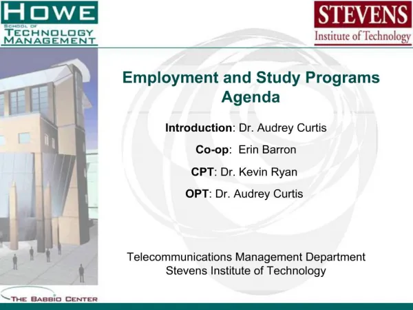 Employment and Study Programs Agenda