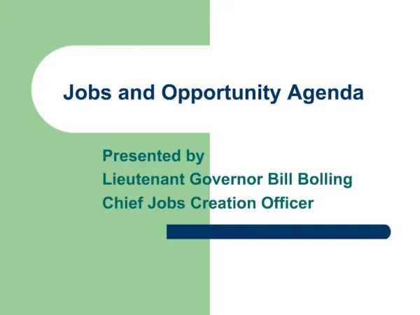 Jobs and Opportunity Agenda