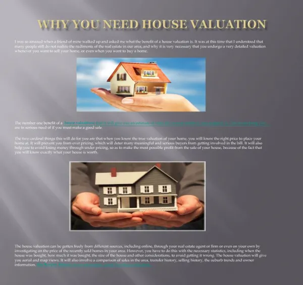 Why You Need House Valuation