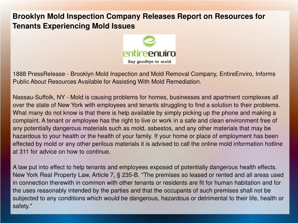brooklyn mold inspection company releases report