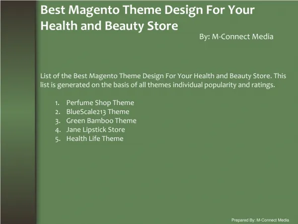 Top Five Magento Theme Design For Your Health and Beauty Sto