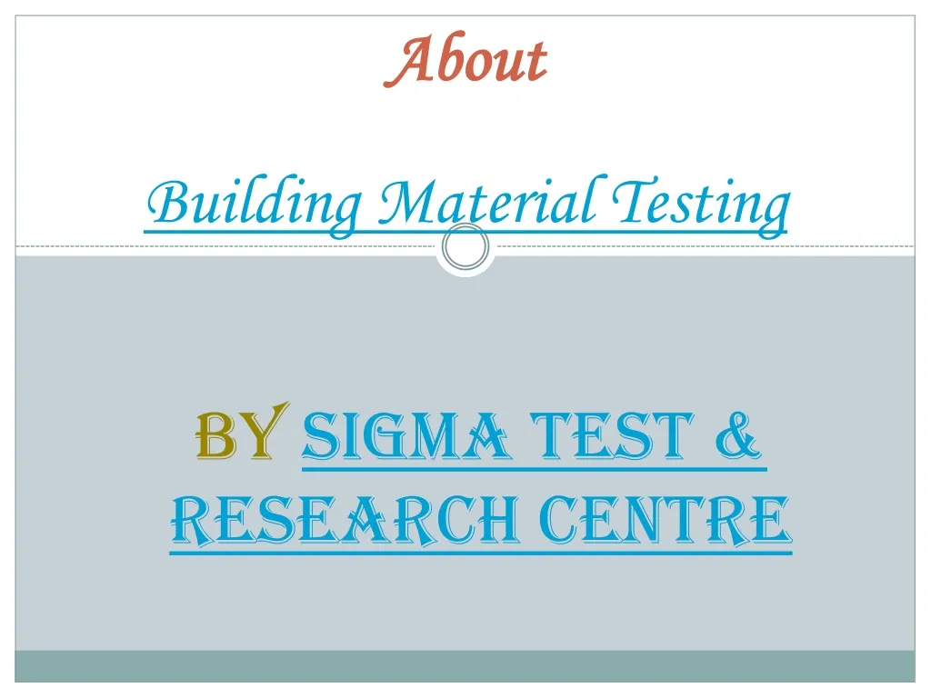about building material testing