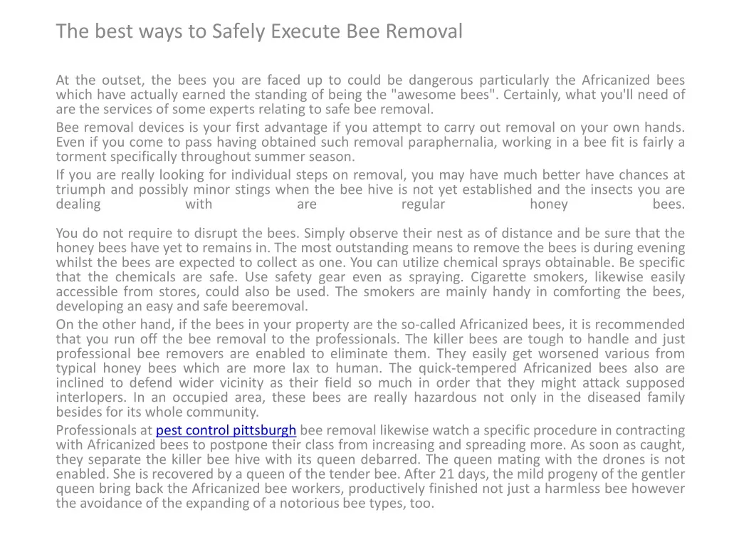 the best ways to safely execute bee removal
