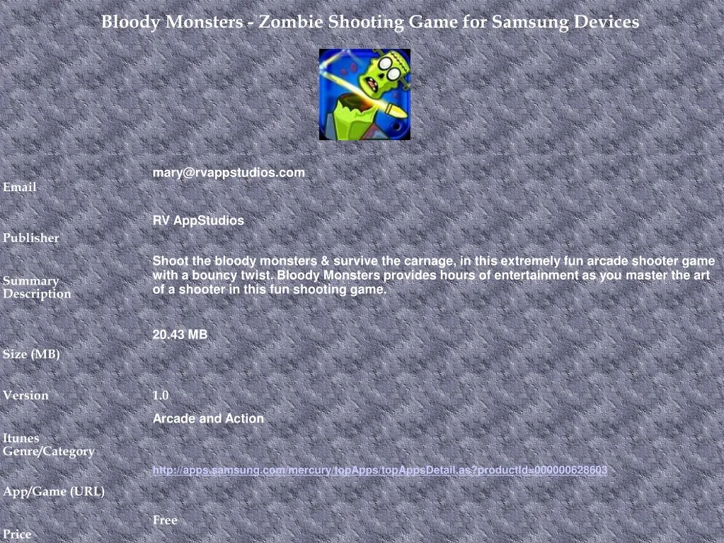bloody monsters zombie shooting game for samsung