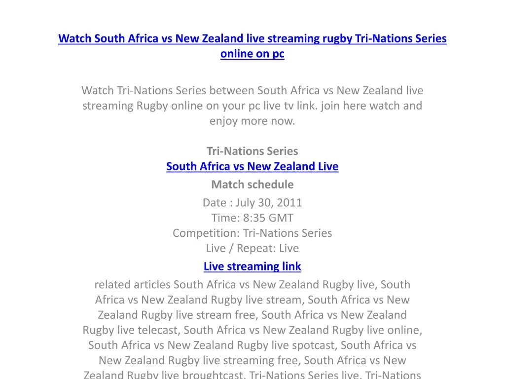 watch south africa vs new zealand live streaming rugby tri nations series online on pc