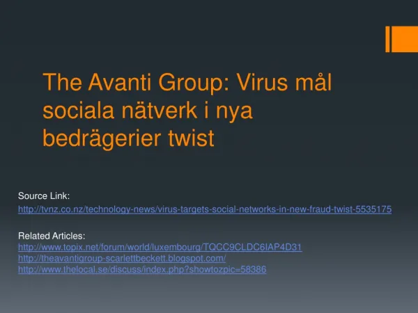 The Avanti Group : Sociala medier mål av virus i nya bedräge