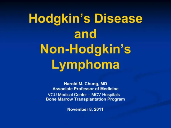 Hodgkin s Disease and Non-Hodgkin s Lymphoma