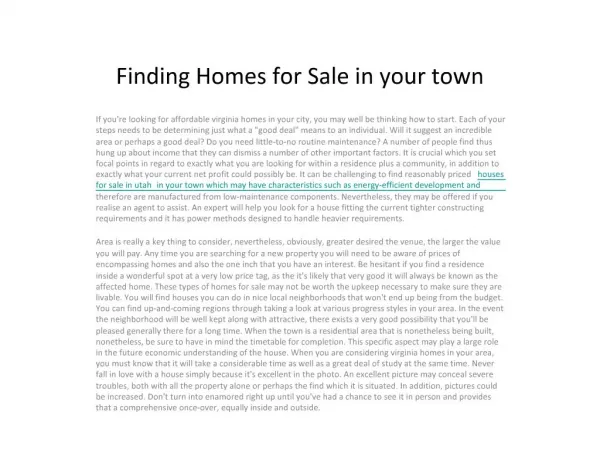 Finding Homes for Sale in your town
