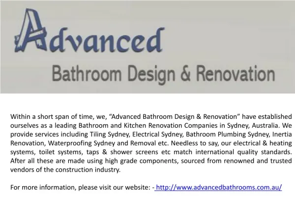 Corporate Profile of Advanced Bathroom
