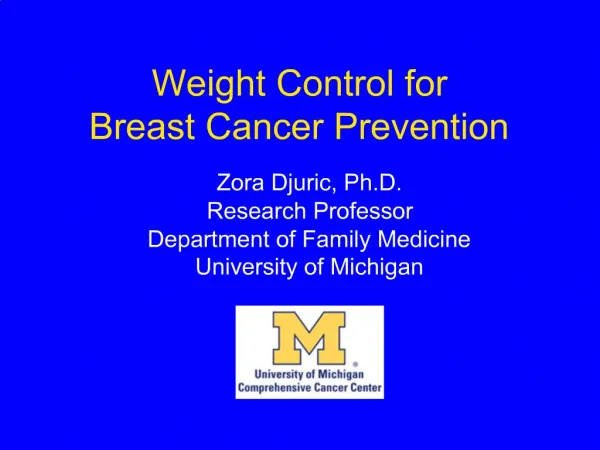 Weight Control for Breast Cancer Prevention