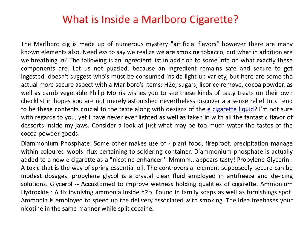 what is inside a marlboro cigarette