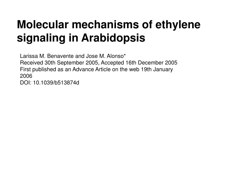 molecular mechanisms of ethylene signaling