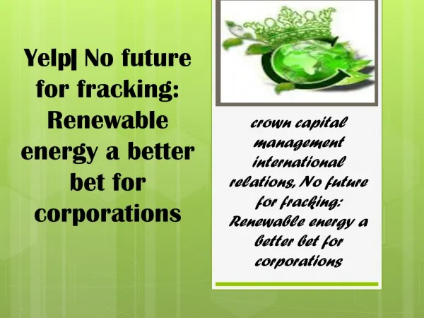Yelp| No future for fracking: Renewable energy a better bet