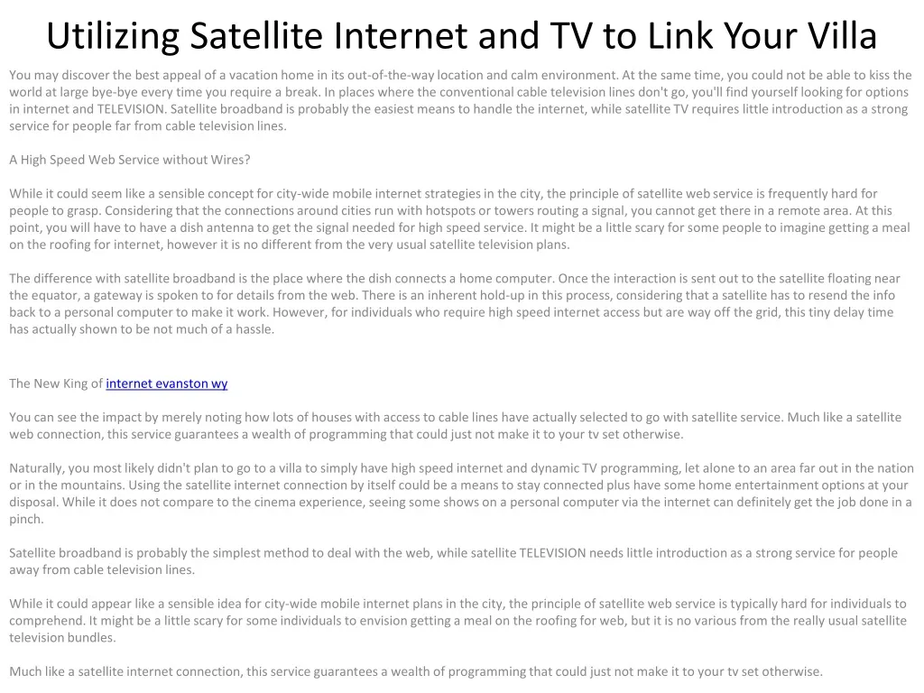 utilizing satellite internet and tv to link your villa