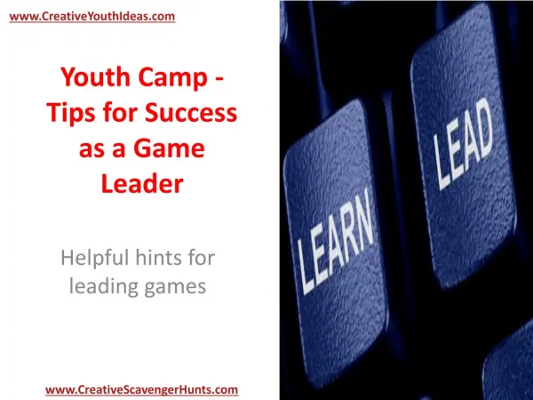 Youth Camp - Tips for Success as a Game Leader