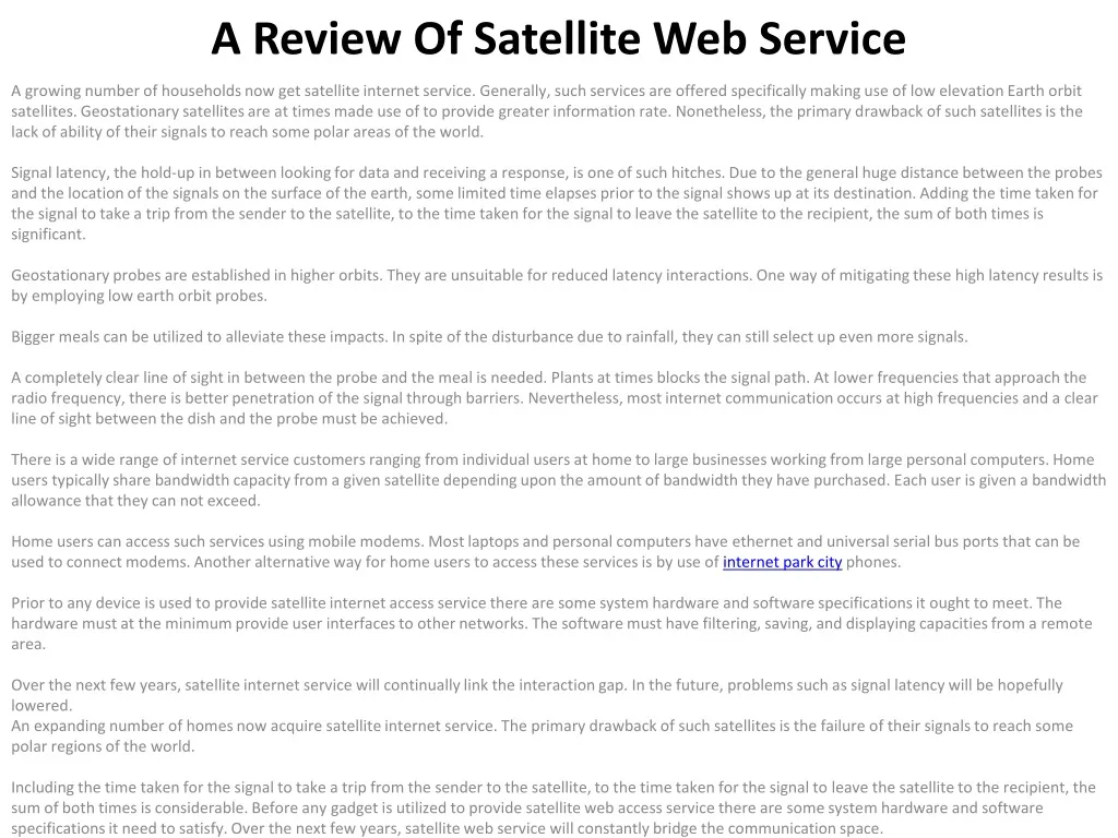 a review of satellite web service