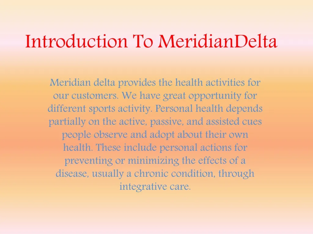 introduction to meridiandelta