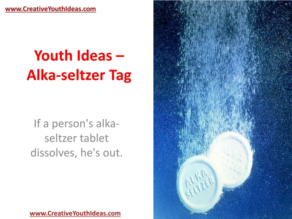 youth ideas alka seltzer tag