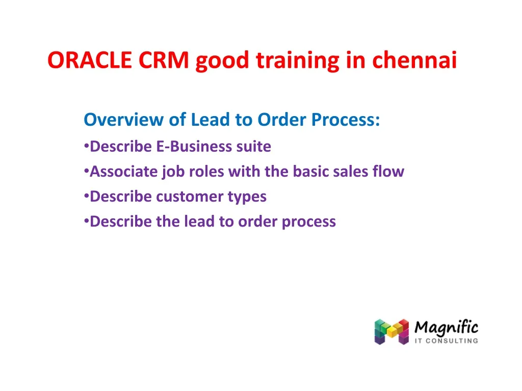 oracle crm good training in chennai