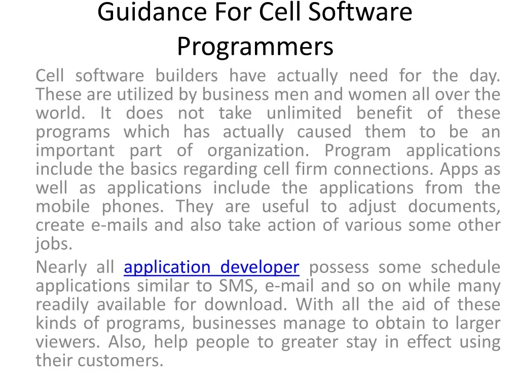 guidance for cell software programmers