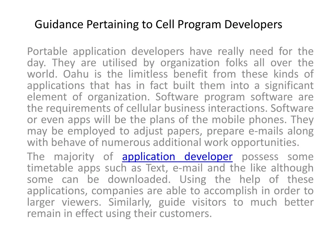 guidance pertaining to cell program developers