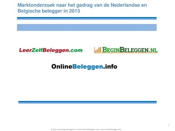 Marktonderzoek onder Nederlandse en Belgische beleggers
