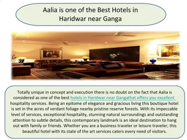 Aalia is one of the Best Hotels in Haridwar near Ganga