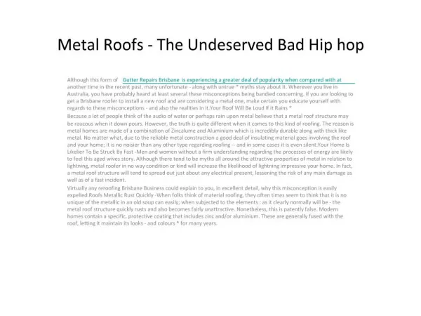 Metal Roofs - The Undeserved Bad Hip hop