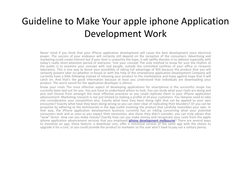 guideline to make your apple iphone application development work