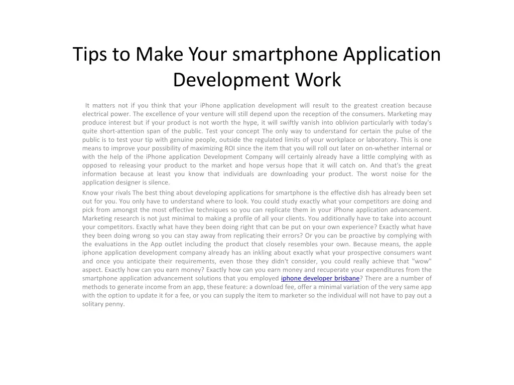 tips to make your smartphone application development work