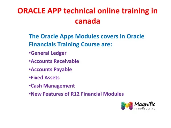 ORACLE APP technical online training in canada